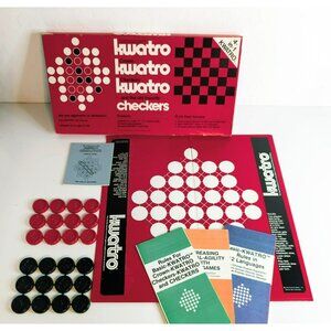 Vintage 4 In 1 Kwatro Checkers Loren Dunton Complete 1978 Board Game